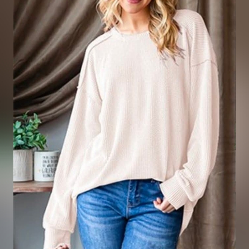 New Heimish Cream Urban Ribbed Top